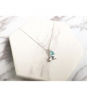 磷灰石925純銀人魚魚尾頸鏈 - Apatite 925 silver mermaid tail necklace #10027